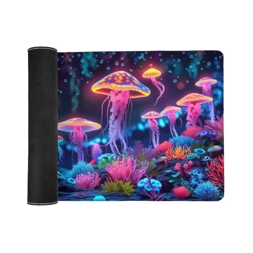 KeKee Glowing Colorful Sea Aquarium Neon Large Mouse Pad Gaming Mousepad Desk Pad for Keyboard and Mouse Mat Non-Slip Base 40x90cm, Style