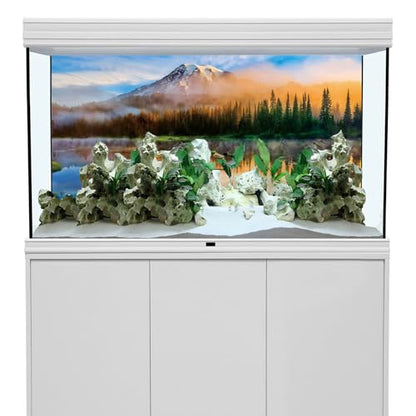 YongFoto Fish Tank Background 30x12 inch Aquarium Background Forest Lakes Rivers Mountains Nature Scenery Backdrop Reptile Habitat Terrarium Background - color: Green-2, size: 30x12in/75x30cm