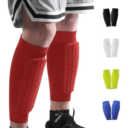 BIRDDIE Soccer Shin Guards Shin Pads for Kids Youth Adult - color: Red, size: X-Small