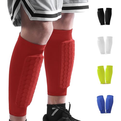BIRDDIE Soccer Shin Guards Shin Pads for Kids Youth Adult - color: Red, size: Medium