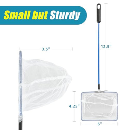 AQUANEAT Aquarium Fish Net, Small Fish Tank Cleaning Net, Food Wastes Skimmer for Small Ponds and Pools