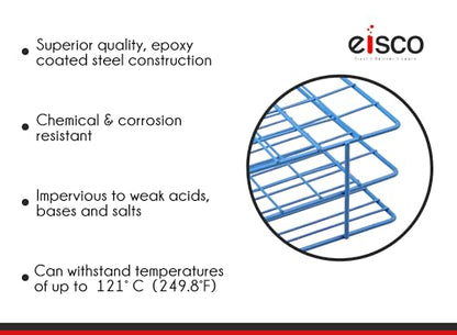EISCO Blue Epoxy Coated Steel Wire Test Tube Rack, 24 Holes, Outer Diameter Permitted of Tubes 15-16mm or Less, 4 X 6 Format - size: Pest Repeller v.475