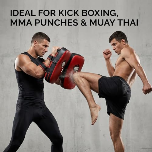 Punch Sports Muay Thai Pad – Curved Kickboxing Strike Pads with EVA Foam Padding,Synthetic Leather Training Pad for MMA, Karate & Boxing - size: Pair