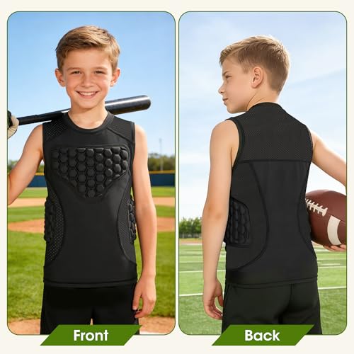 BARMACO Youth Baseball Chest Protector Compression Shirt, Padded Rib Guard - size: Large