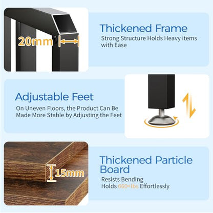 40-50 Gallon Fish Tank Stand with Power Outlet,Adjustable 3-Tier Aquarium Stand,660lbs Heavy Duty Terrarium Stand,Breeder Reptile Tank Stand Suitable for Home Office,36.6”×18.9” ×30.5”,Rustic Brown - color: Rustic Brown, size: 40-50gallon