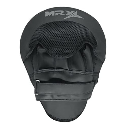 Punching Mitts MMA Muay Thai Boxing Pads, Gel Tech Leather Curved Focus Mitts, Training Hand Pads Sparring Martial Arts Karate Dojo Target Strike Shield - color: Black/Silver