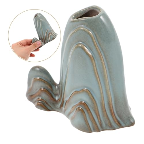 IMIKEYA Ceramic Mini Mountain Figurine Calligraphy Brush Holder Aquarium Unique Faux Mountain Design for Zen Garden Micro Landscape Accessories Multiuse Decorative Tabletop