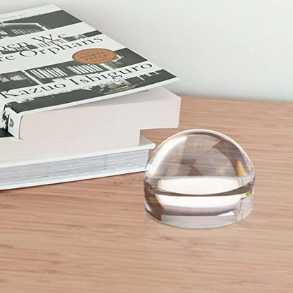 MAGDEPO 4X Acrylic Dome Magnifier 2.5 inch Crystal Clear Paperweight with Card Size Magnifying Sheet for Blueprints, Maps, Newspapers, Hobbies, etc.