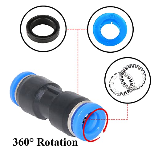 Beduan Push to Connect Fitting, 6mm Tube OD Pneumatic Quick Adapter Tubing Air Hose Line Pipe Fitting 20Pcs For 1/4" Tube OD - size: 6mm (20Pcs)