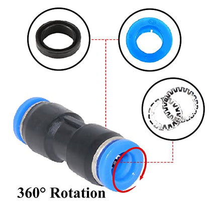 Beduan Push to Connect Fitting, 8mm Tube OD Pneumatic Quick Adapter Tubing Air Hose Line Pipe Fitting 20Pcs For 5/16" Tube OD - size: 8mm (20Pcs)