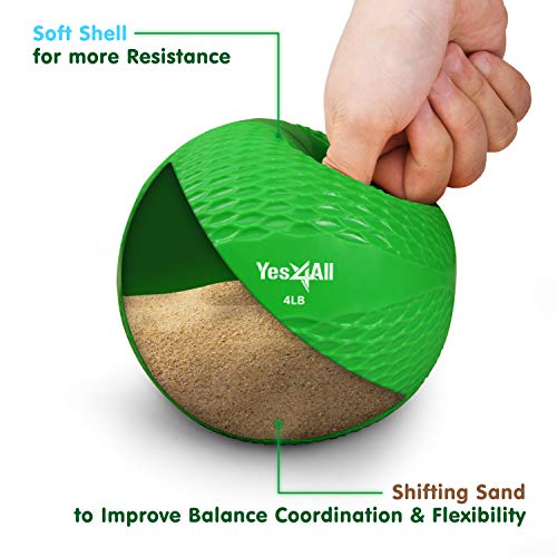Yes4All Weighted Toning Balls for Exercise, Soft Medicine Balls for Exercise, Pilates, Yoga, Balance, Flexibility, 2-10lbs - color: H. 4lb - Green, style: B. Diamond Grip - Knurl