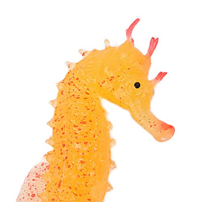 plplaaoo Simulation Seahorse Realistic Luminous Silicone Hippocampus Aquarium Decor with Suction Cup for Freshwater and Saltwater Fish Tanks 10 x 4cm (Yellow)