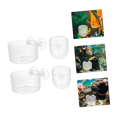 4pcs Acrylic Fish Feeding Cups Red Worm Feeder for Fish Tank Shrimp Feeder Aquarium Accessories for Aquatic Feeding Supplies