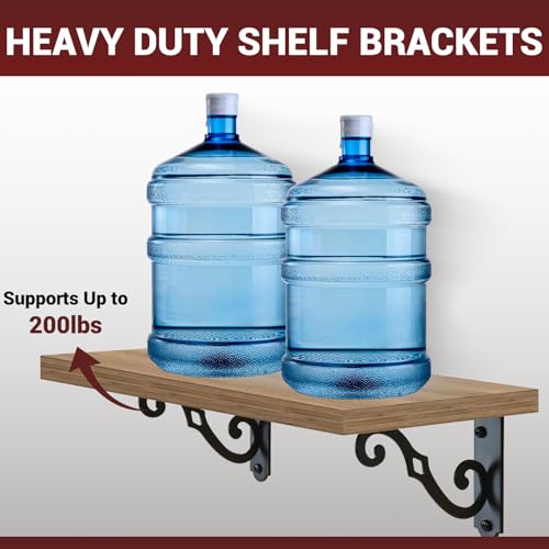 HOME MASTER HARDWARE 5" Decorative Shelf Brackets 10-Pack, Black L-Shaped Floating Shelves for Small Plants/Photo, Corner Mount Support with Screws