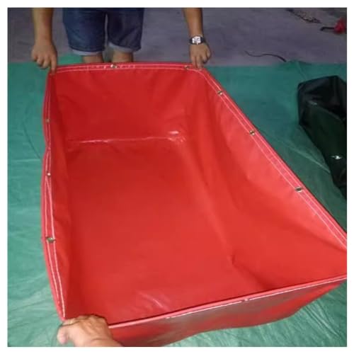 zktoermn Thickened Folding Canvas Fish Pond, 0.5mm Temporary Holding Tank Water Storage Fish Pond Reservoir Liner for Water Storage, Fish Farming, Shrimp Farming (Color : Red, Size : 3x5x1m) - size: 3x5x1m
