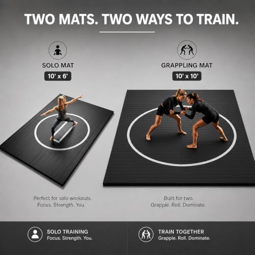 Professional Flexi-Roll Wrestling Mat – High-Density Shock Absorption for BJJ, Judo, MMA & Jiu Jitsu – Portable 1.2-Inch Thick Home Gym Training Flooring for Martial Arts & Yoga - size: 6' X 10'
