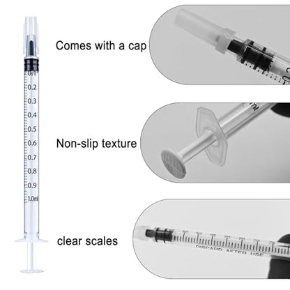 1ml Syringe Without Needle, 1ml Syringe for Liquids, Syringes for Scientific Labs, Measuring Liquids, Feeding Pets, 12 Pack Packaged