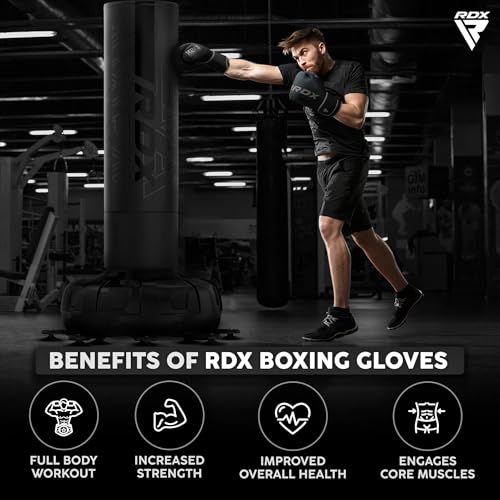 RDX Boxing Gloves, Pro Training Sparring, Maya Hide Leather, Muay Thai MMA Kickboxing, Men Women Adult, Heavy Punching Bag Focus Mitts Pads Workout, Ventilated Palm, Multi Layered, 8 10 12 14 16 18 Oz - color: GOLDEN, size: 18 OZ