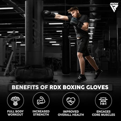 RDX Boxing Gloves, Pro Training Sparring, Maya Hide Leather, Muay Thai MMA Kickboxing, Men Women Adult, Heavy Punching Bag Focus Mitts Pads Workout, Ventilated Palm, Multi Layered, 8 10 12 14 16 18 Oz - color: GOLDEN, size: 18 OZ