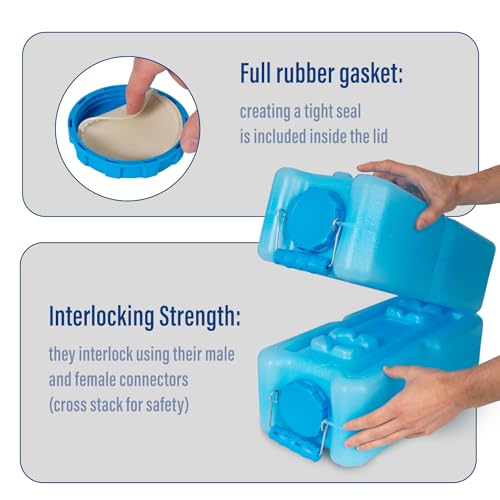 WaterBrick International WaterBrick Water Storage Containers for Emergency Water Storage | 6-Pack of Stackable 3.5 Gallon Water Container Bricks | Food-Grade HDPE Plastic | BPA-Free | STD Blue