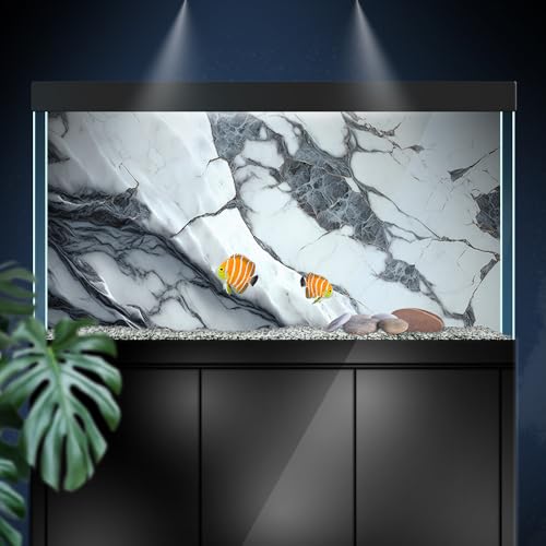 Aquarium Background Stickers - Marble Veining Self-Adhesive Fish Tank Reptile Terrarium Decor Poster (75 x 50 cm / (29.5 x 19.6 inches)) - size: 75 x 50 cm / (29.5 x 19.6 inches)