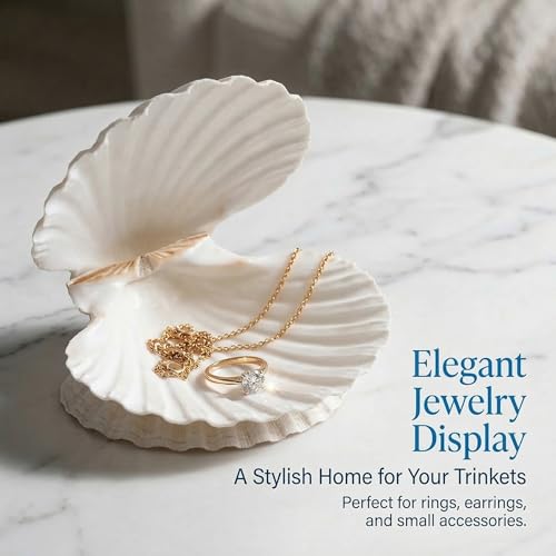 Natural White Scallop Sea Shells for Crafts, Beach Home Decor, Painting, Fish Tank, Wedding Decorations, Large 4.5 Inch, 4 Pack