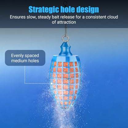 10Pcs Fishing Bait Cage, Sea Fishing Feeder with Locking Swivel, Large Capacity Groundbait Holder for Shrimp Pellet, Quick Release - size: Large