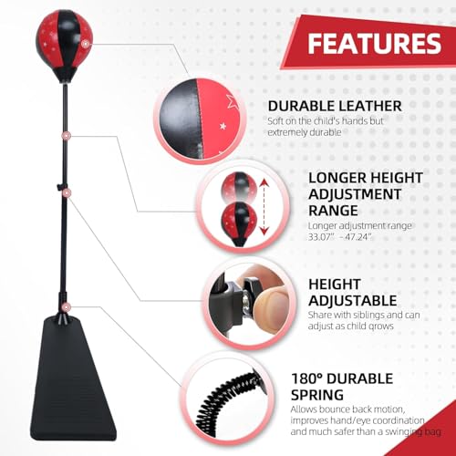 Elevon Punching Bag with Stand, Ajustable Height Punch Bag Stand with Gloves, Easy to Assemble Sports Training, 4ft x 12" – Multiple
