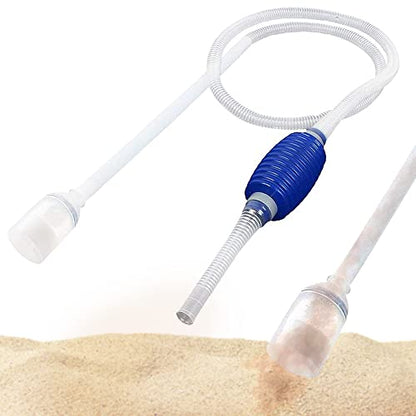SunGrow Water Siphon Pump for Fish Tank with Priming Bulb, 3.5" Nozzle Net, 65-Inches, Long Nozzle Sand Cleaning Kit, Fish Gravel Vacuum to Clear Water, Aquarium Siphon Tank, 2-Minutes to Assemble - color: Blue