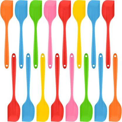 16 Piece 11 Inch Silicone Spatula Set Rubber Spatula Heat Resistant Seamless One Piece Design Non-stick Flexible Scrapers Baking Mixing Tool Dishwasher Safe, 6 Colors