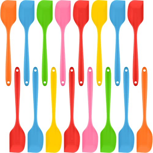 16 Piece 11 Inch Silicone Spatula Set Rubber Spatula Heat Resistant Seamless One Piece Design Non-stick Flexible Scrapers Baking Mixing Tool Dishwasher Safe, 6 Colors