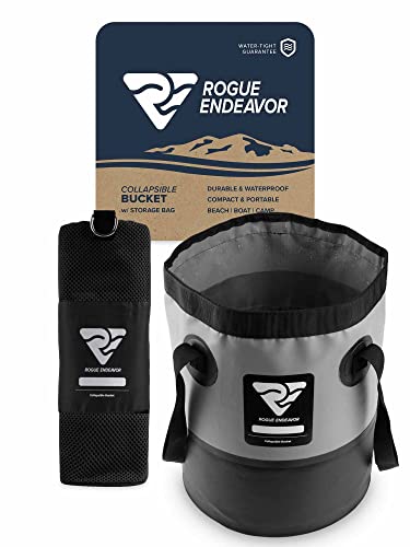 Heavy Duty Collapsible Bucket 3 Gallon (15L), Mesh Bag, Beach and Salt Water Ready, Durable Reinforced Design with Metal Hardware (Black 3 Gallon (15L))