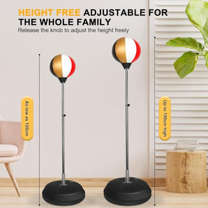 INNOLIFE Speed Ball Stand Punching Bag with Gloves, Reflex Bag for Adults