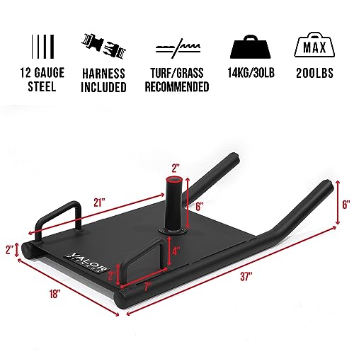 Valor Fitness Agility Strength Training Sled with Harness & Straps – Push, Pull, Drag for Football, Speed, Power, Full Body Workout