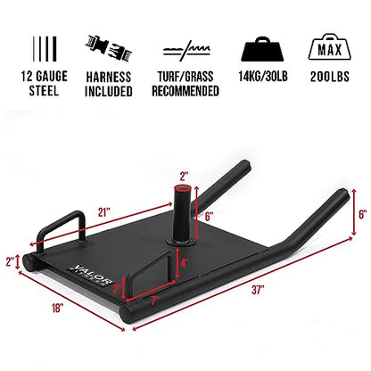 Valor Fitness Agility Strength Training Sled with Harness & Straps – Push, Pull, Drag for Football, Speed, Power, Full Body Workout