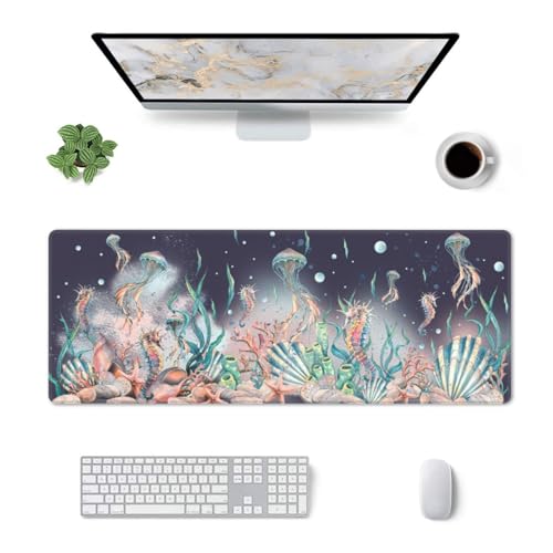 Jellyfish Mouse Pad XL Large Mousepad Non Slip Rubber Base Desk Mat for Laptop Computer Gaming 31.5" X 12" - color: Jellyfish