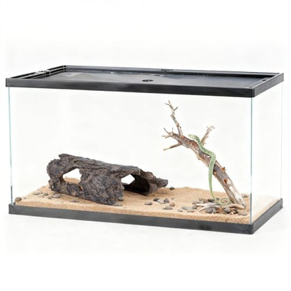 Natural Reptile Hide Basking Platform, Hideout Decor for Aquarium, Fish Tank, Bearded Dragon, Gecko, Shrimp, Betta (Moss Tree Cave, Medium)