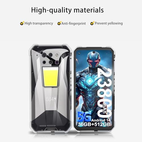 NOUKAJU Case for 8849 Tank 3 Pro, TPU Protective Case,Stand Function,Adjustable Bracket,Anti-Drop, Shockproof,Protective Cover for 8849 Tank 3 Pro(Clear)