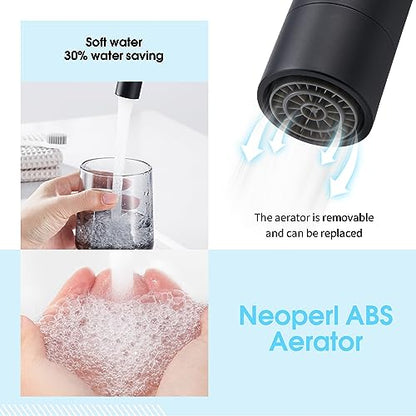 CREA Bar Sink Faucet, Sink Faucets Single Hole Black for Bathroom Kitchen Campers with Deck Plate Prep Wet Utility Small Mini Outdoor Vessel Farmhouse Vanity Lavatory