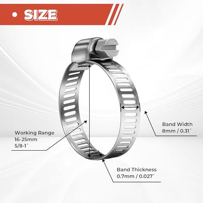 36 Pack 5/8"-1" Worm Gear Hose Clamps, Adjustable Range 16-25mm, 304 Hose Clamps Stainless Steel, for Pipe Plumbing Automotive And Mechanical Application - size: 36 Pack 5/8'' - 1'', style: 36 Pack