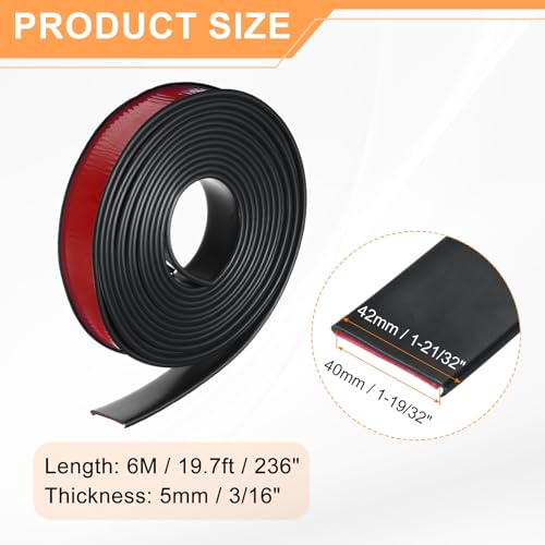 HARFINGTON U-Shape Edge Banding 1-19/32" x 20ft (40mm x 6M) Self Adhesive TPE Flexible Veneer Tape Soft Edge Strip Protector for Furniture Cabinet Table Protection Repair, Black