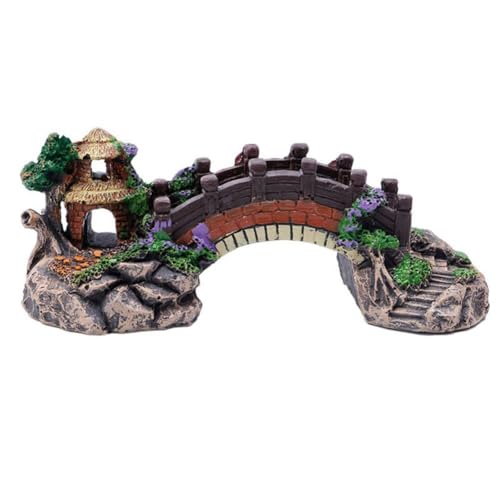 Resin Aquarium Bridge Ornament for Fish Tank Aquascaping – Natural Landscape Decoration, Water-Safe Synthetic Resin, 7.5 x 3.3 x 2.6 in, Non-Toxic & Porous for Beneficial Bacteria