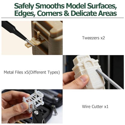 3D Printer Tools Kit Complete 3D Printer Accessories with Scrapers, Files, Tweezers, Brushes & More for Model Finishing Removing and Cleaning – Ideal for Beginners & 3D Printing Enthusiasts