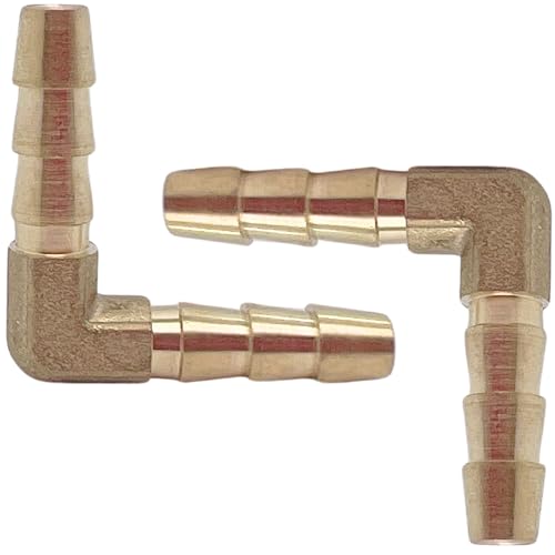 2PCS Brass 3/16" x 3/16" Hose Barb Fitting Barbed 90 Degree Elbow Connector L Right Angle Barbed Fitting by CX WONDERLAND - size: 3/16" Hose Barb