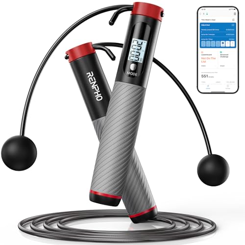 RENPHO Smart Cordless Jump Rope with Counter, App Data Tracking - color: B-Grey
