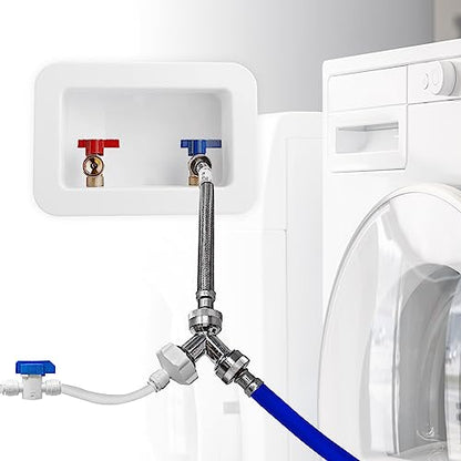 Washer Laundry Water Feed Line Splitter For Water Filtration RO Deionization Aquarium System 25’ Feet X 1/4” Tubing W/Shut Off Valve And Wye Connector + Supply Hose