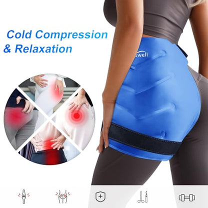 Atsuwell XL Hip Ice Pack Wrap for Hip Replacement & Sciatica, Blue