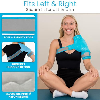 Arctic Flex Shoulder Ice Pack Wrap - Rotator Cuff Cold Therapy for Pain | Relief - Reusable Gel for Injuries & Recovery After Surgery - Ice Packs Compression Brace (Blue)