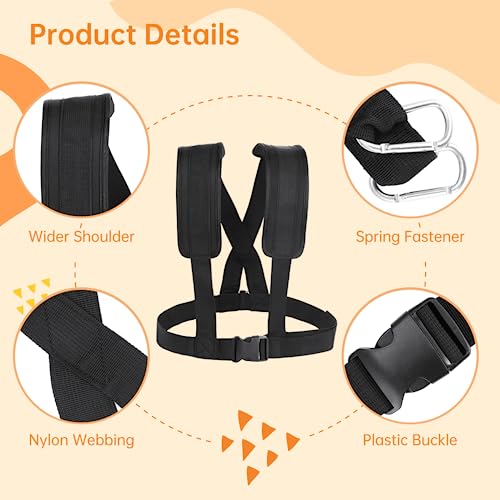 2 Pack Sled Harness for Exercise Physical Football Running Resistance Training Rope Kit Tire Pulling Harness Fitness Exercise Workout Assistance Equipment Trainer with Adjustable Padded Shoulder Strap