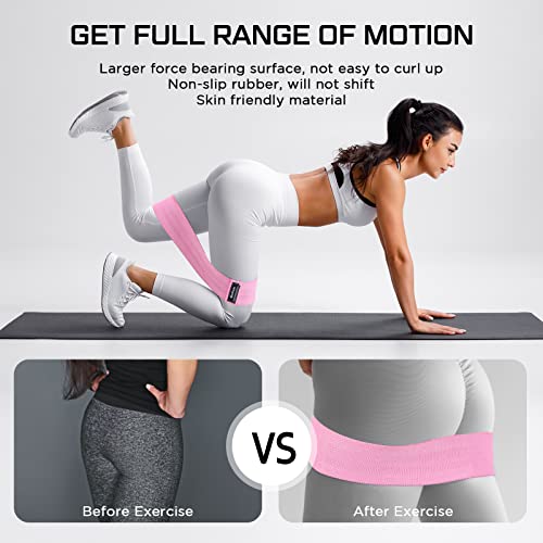 12 Pcs Fabric Resistance Bands for Working Out Non-Slip Booty Exercise Loop Bands for Women Men Glutes Hip Thigh Butt Yoga Pilates Fitness Gym, Light Medium Heavy - color: Pink, style: Medium Resistance